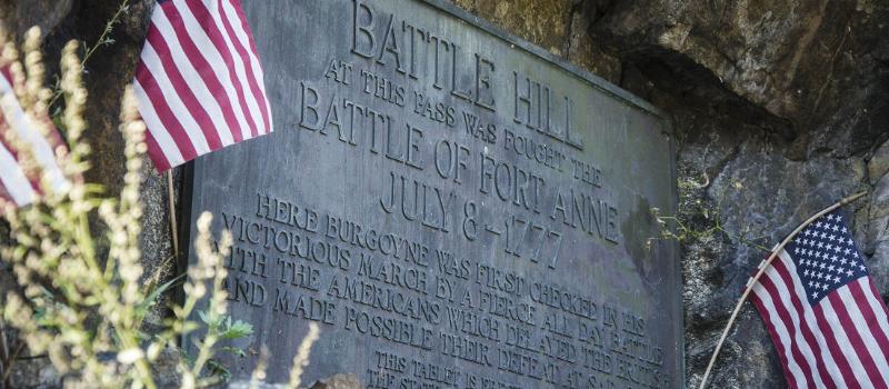 Battle Hill plaque at Fort Ann Battlefield